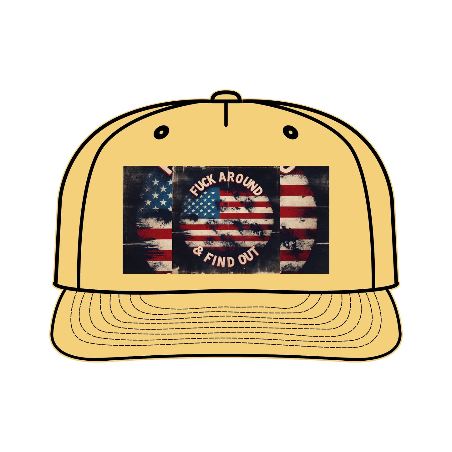 Vintage Surf Cap with American Flag Design - "F*ck Around & Find Out"