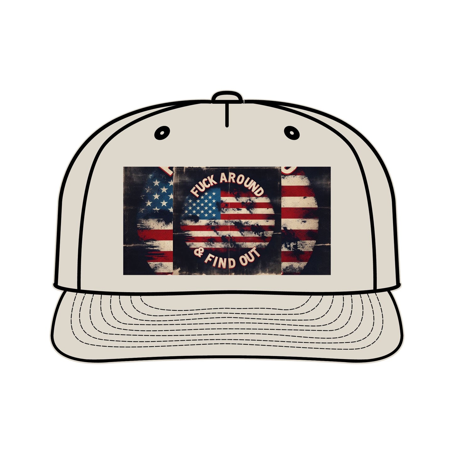 Vintage Surf Cap with American Flag Design - "F*ck Around & Find Out"