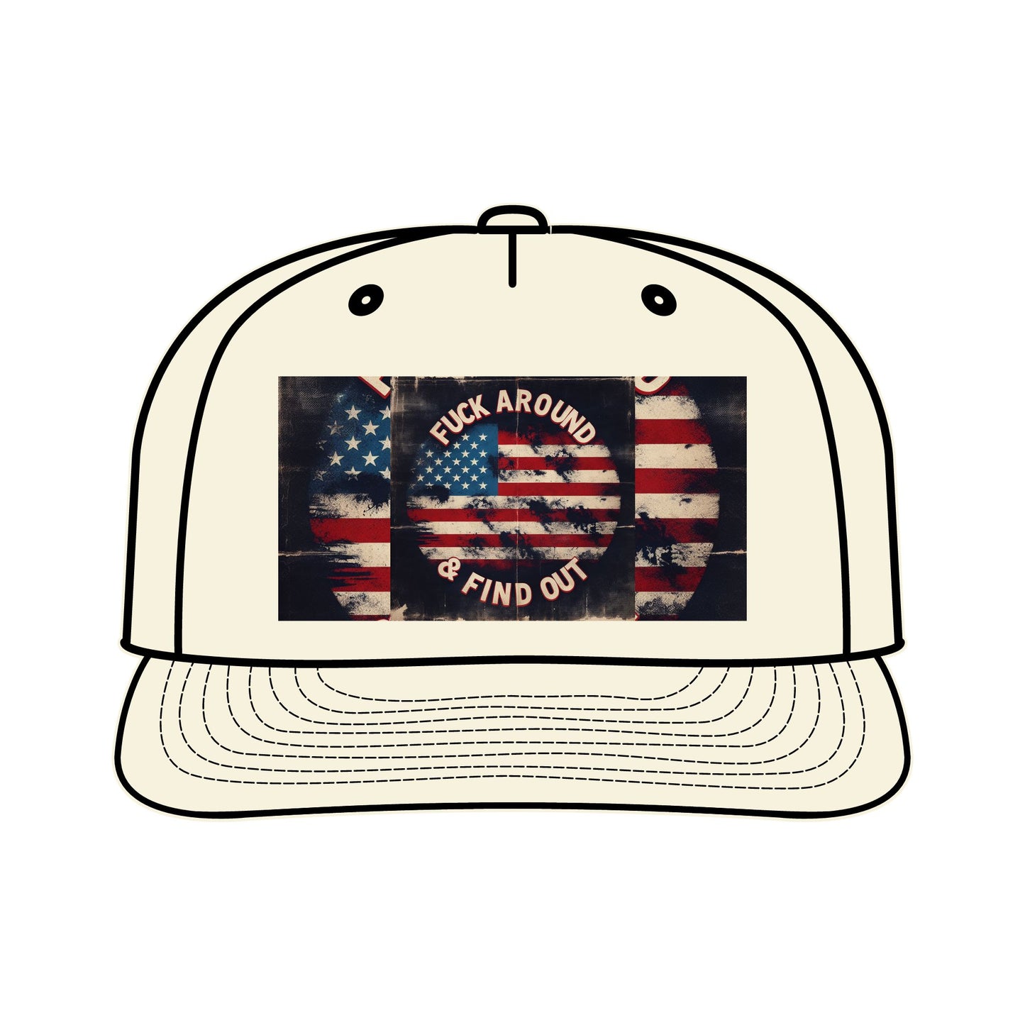 Vintage Surf Cap with American Flag Design - "F*ck Around & Find Out"