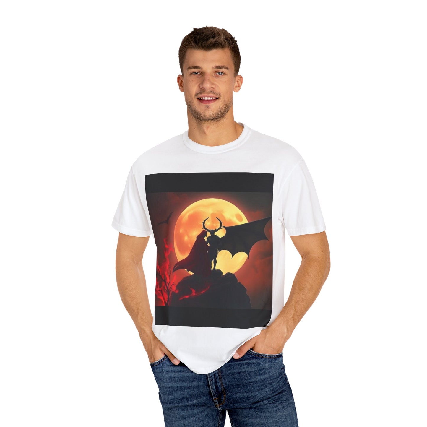 Unisex Garment-Dyed T-Shirt with Moonlit Fantasy Design