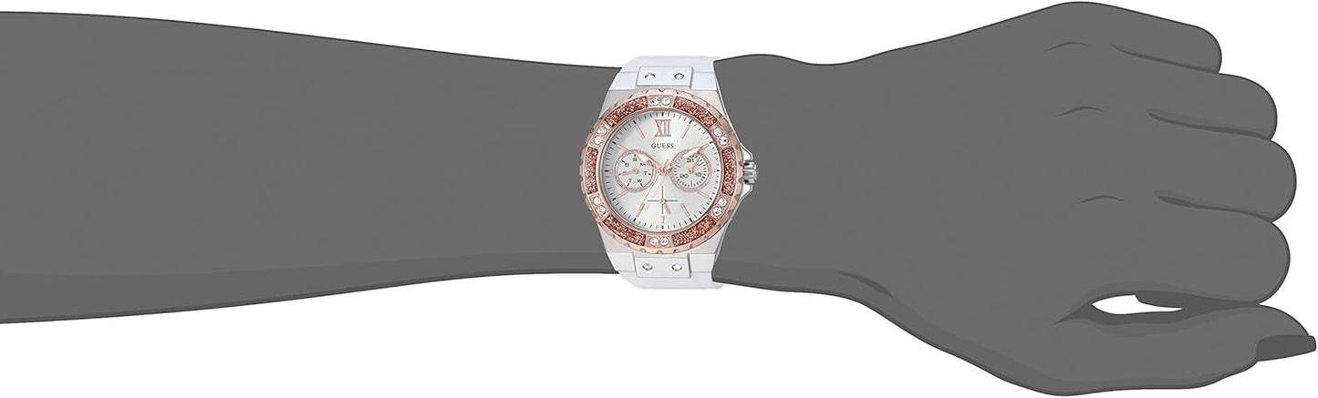 GUESS Women's Stainless Steel + Stain Resistant Silicone Watch