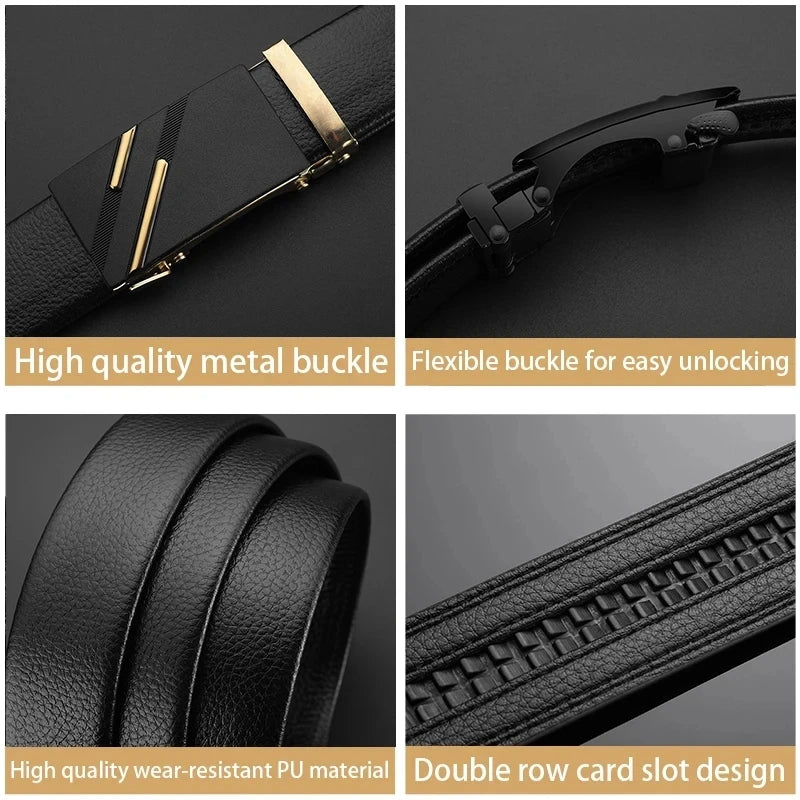 Fashion Business Men's Belt Genuine Luxury Brand Belt Metal Buckle