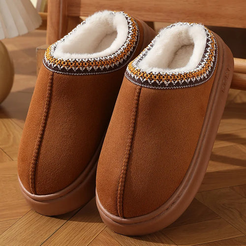 New Fashion Fluffy Platform Slippers for Women 2024 Winter Plush Warm