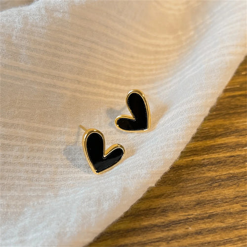 New Korean Sweet Cute Heart Stud Earrings for Women Girl Fashion Blue