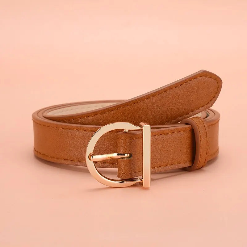 Women's Belt Fashion Pin Buckle Thin Belt Genuine Luxury Soft Belt