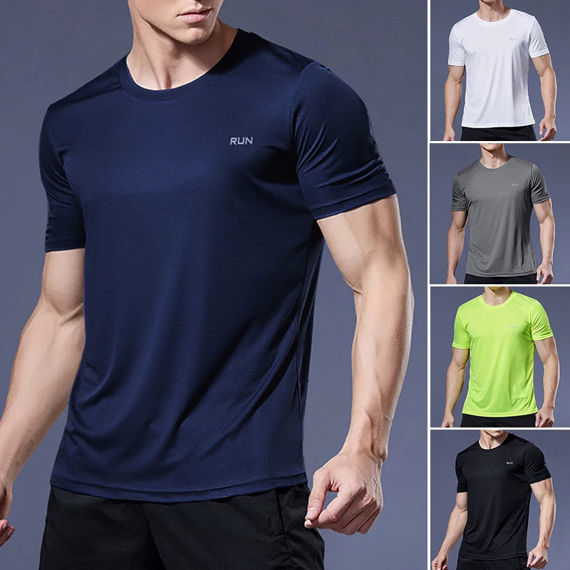 Summer Sport Gym t Shirt Men Quick Dry Running Bodybuilding Shirts Men