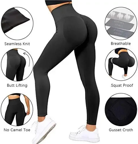 Knitted Seamless Fitness Leggings GYM Pants Women High Waist Push Up