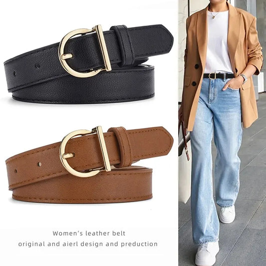 Women's Belt Fashion Pin Buckle Thin Belt Genuine Luxury Soft Belt