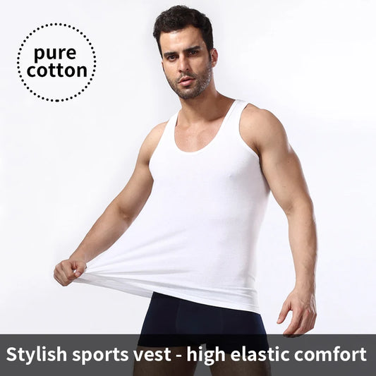 Men's pure cotton vest, fitness and sports training camisole, summer