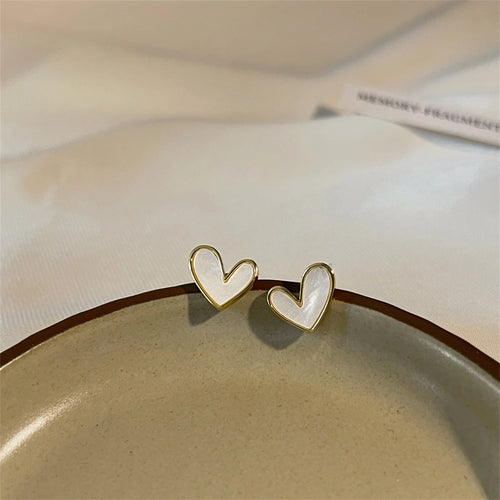 New Korean Sweet Cute Heart Stud Earrings for Women Girl Fashion Blue