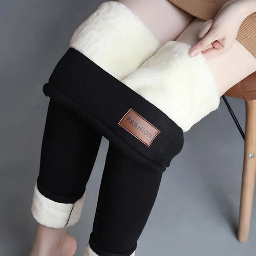 CHRLEISURE Women Winter Warm Thicken Leggings Fleece Pants Female