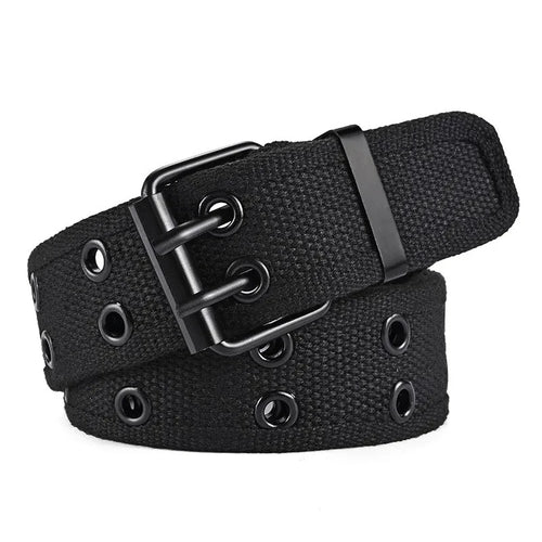 2024New Men's Double Row Needle Buckle Woven Belt Women's Belt Leisure