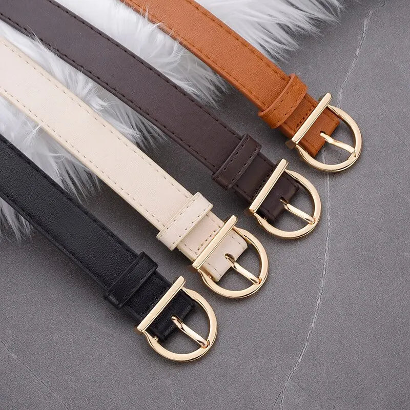 Women's Belt Fashion Pin Buckle Thin Belt Genuine Luxury Soft Belt