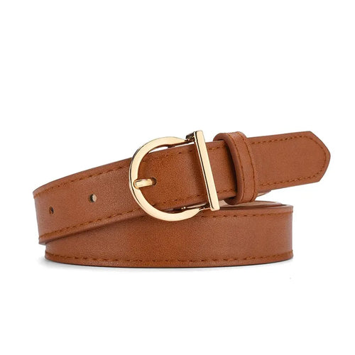 Women's Belt Fashion Pin Buckle Thin Belt Genuine Luxury Soft Belt