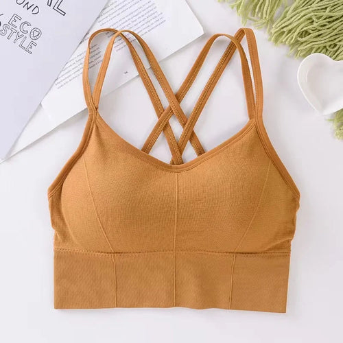 Sexy Women Tops Back Cross Strap Tank Top Push Up Running Sports Bra