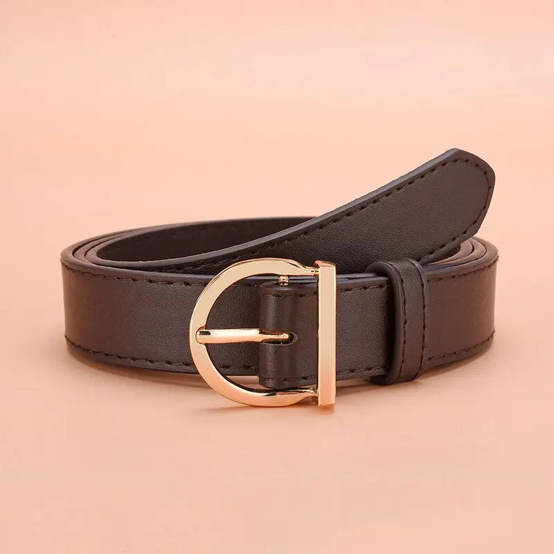 Women's Belt Fashion Pin Buckle Thin Belt Genuine Luxury Soft Belt