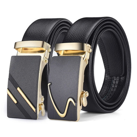 Fashion Business Men's Belt Genuine Luxury Brand Belt Metal Buckle