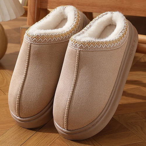 New Fashion Fluffy Platform Slippers for Women 2024 Winter Plush Warm