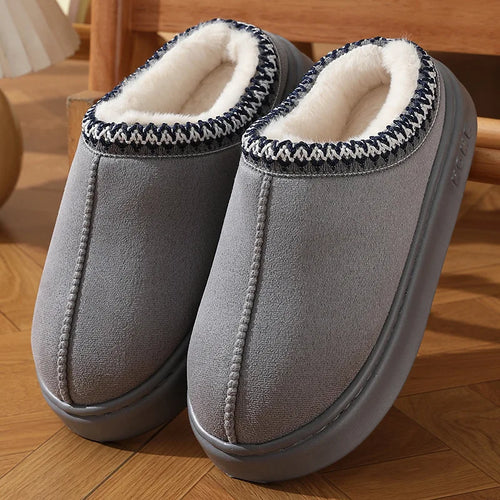 New Fashion Fluffy Platform Slippers for Women 2024 Winter Plush Warm