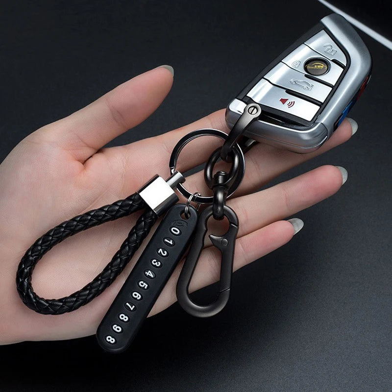 Trendy DIY Mobile Phone Number Plate Pendant Keychain for Men Punk