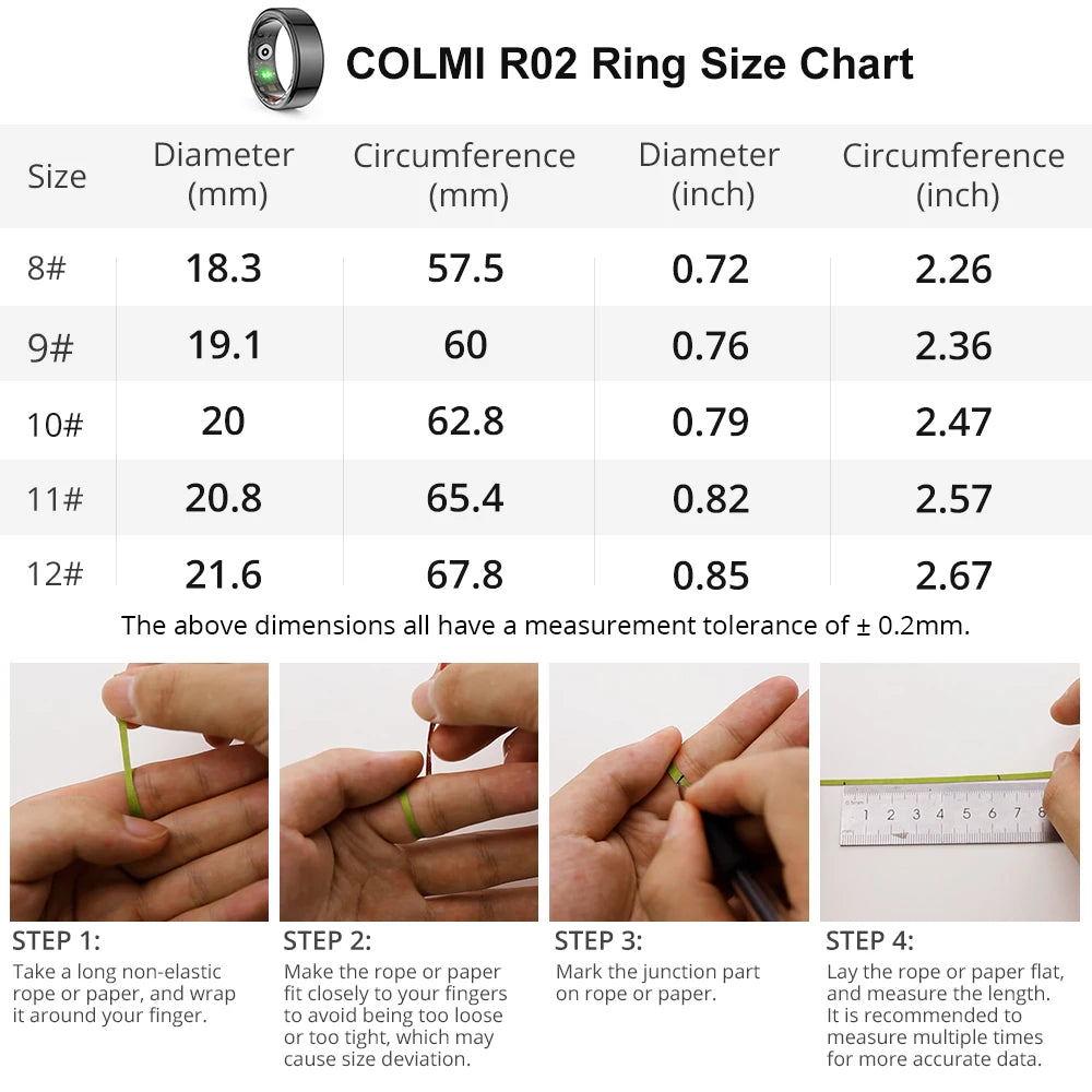 COLMI R02 Smart Ring Military Grade Titanium Steel Shell Health