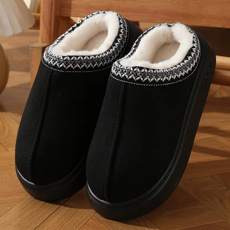 New Fashion Fluffy Platform Slippers for Women 2024 Winter Plush Warm